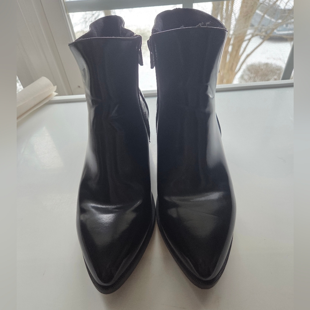 Black Leather Moto Chelsea Boot - Picture 3 of 6